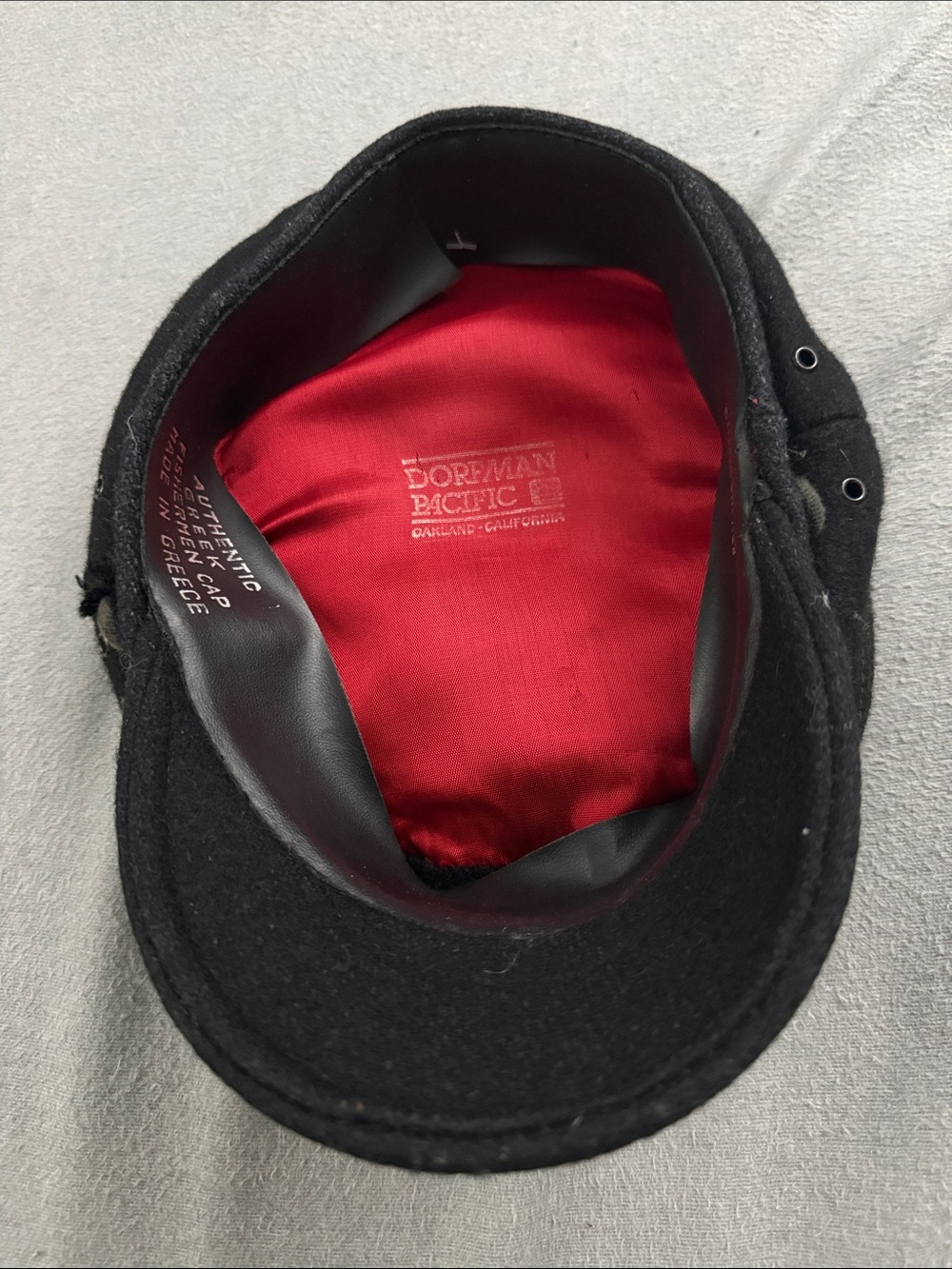 Vintage Greek Fisherman's Cap Hat Black Wool Made In Greece
